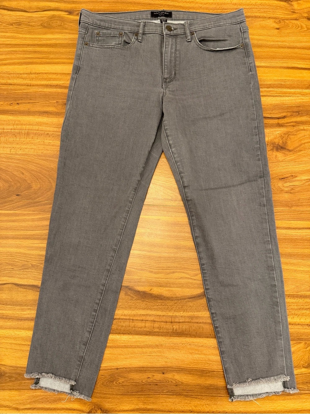 Banana Republic Gray Skinny Jeans with Raw Hem